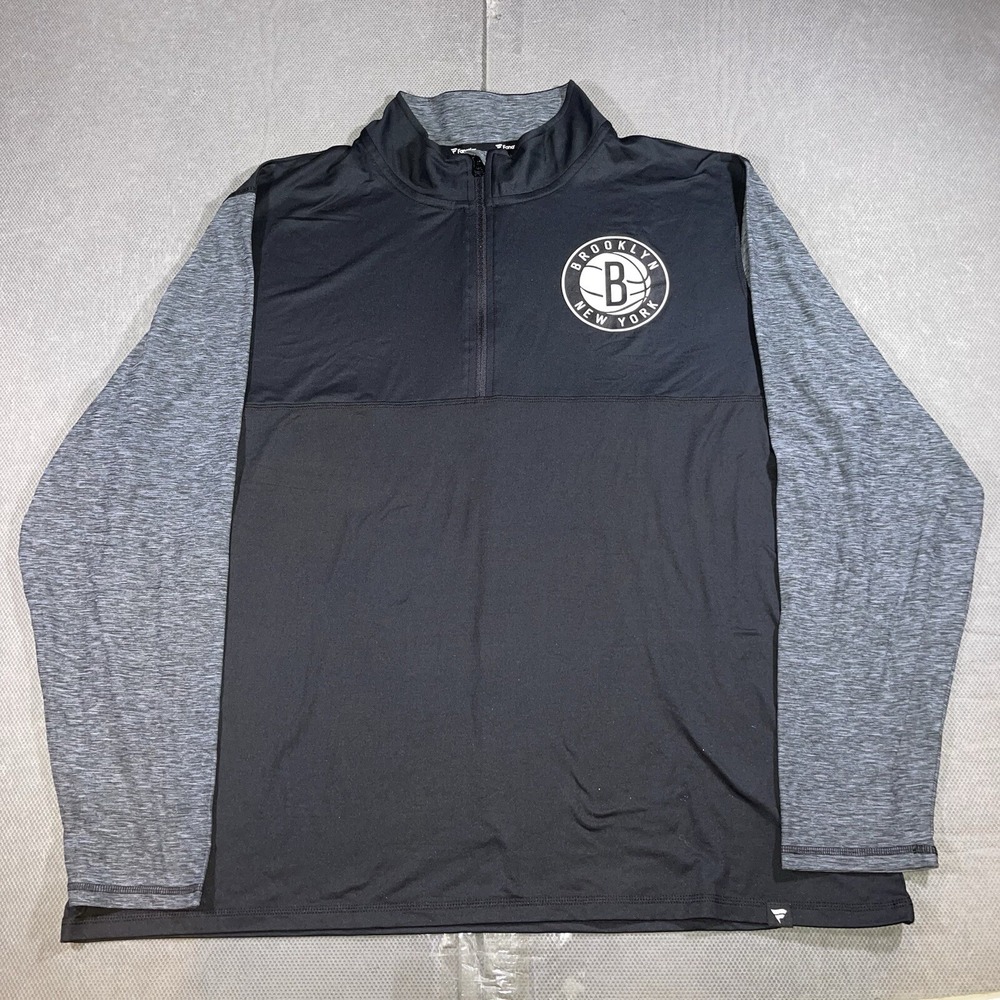 Fanatics Sweatshirt Mens‎ 2XL Brooklyn Nets 1/4 Zip Pullover Performance NWOT